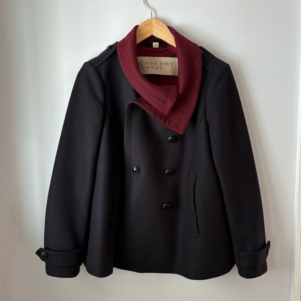 Burberry Burgundy and Navy Coat